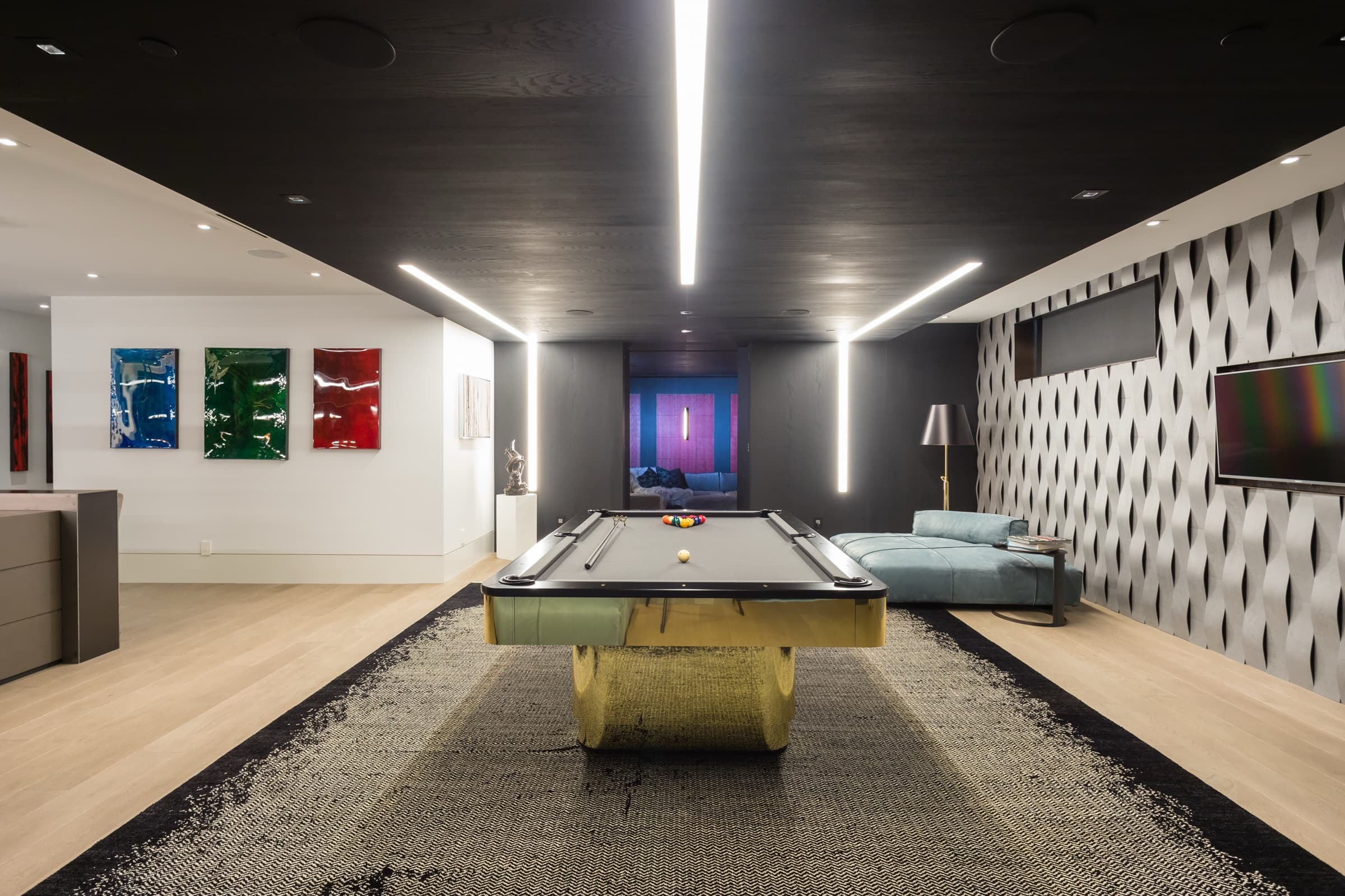 Games lounge in a Caliker Homes residence